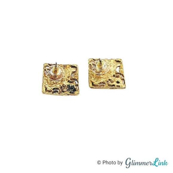 Vintage Diamond Shaped Filigree Enamel Swirls Earrings - Picture 7 of 9